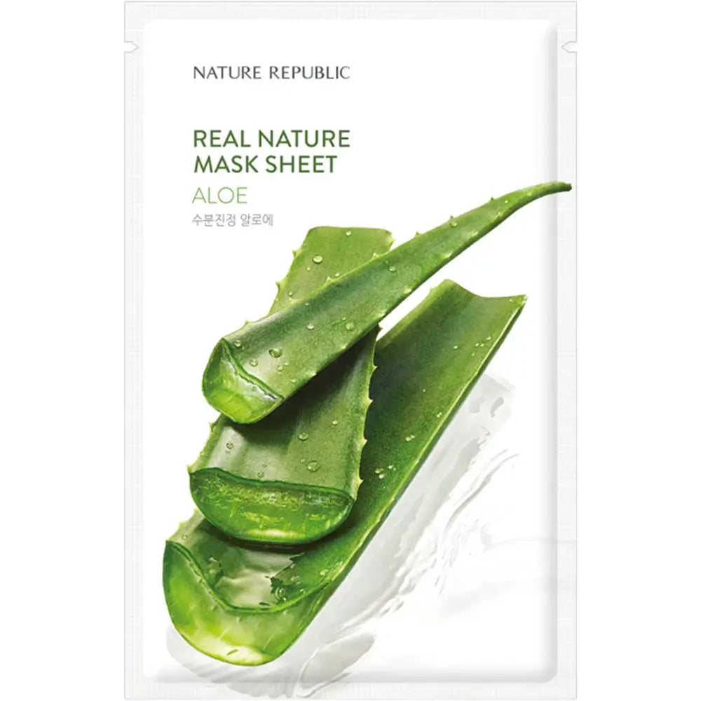 NATURE REPUBLIC Real Nature Aloe Gesichtsmaske - Intensive Feuchtigkeit und sofortige Beruhigung, 23 g