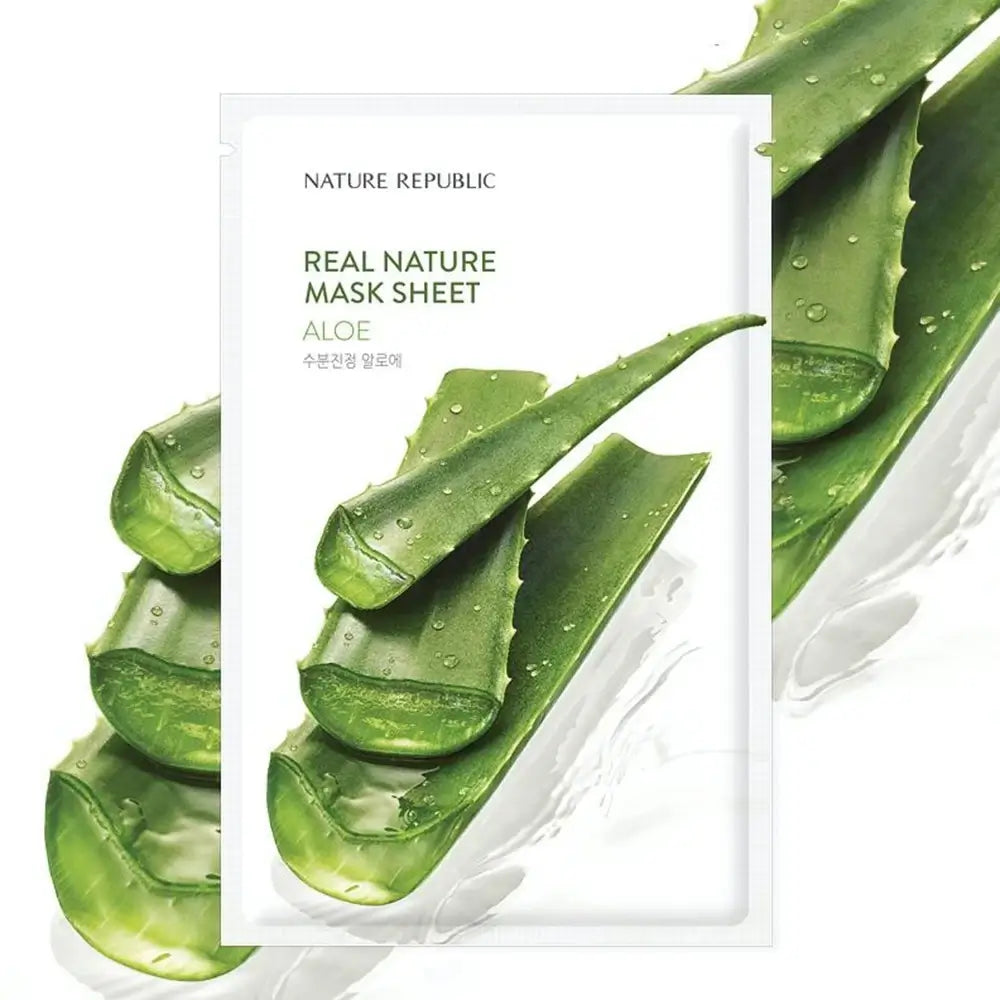 NATURE REPUBLIC Real Nature Aloe Gesichtsmaske - Intensive Feuchtigkeit und sofortige Beruhigung, 23 g