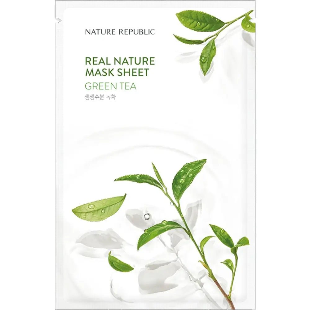 NATURE REPUBLIC Real Nature Gesichtsmaske mit grünem Tee - Intensive Feuchtigkeit und antioxidativer Schutz, 23 g