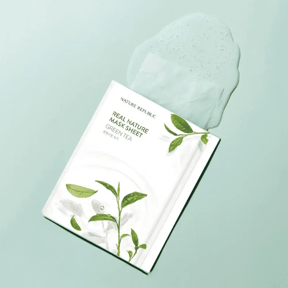 NATURE REPUBLIC Real Nature Gesichtsmaske mit grünem Tee - Intensive Feuchtigkeit und antioxidativer Schutz, 23 g