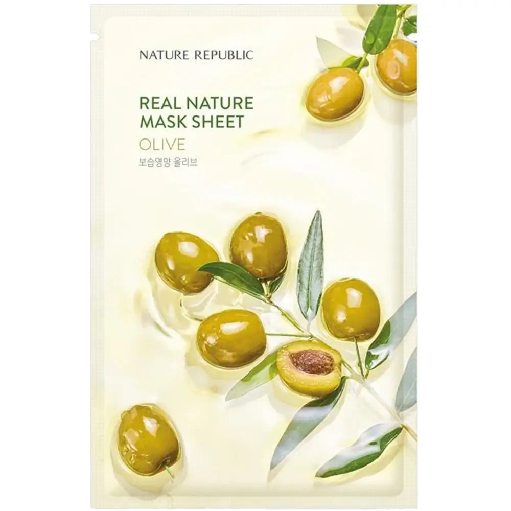 NATURE REPUBLIC Real Nature Oliven Gesichtsmaske - Intensive Nährung und Feuchtigkeit, 23 ml