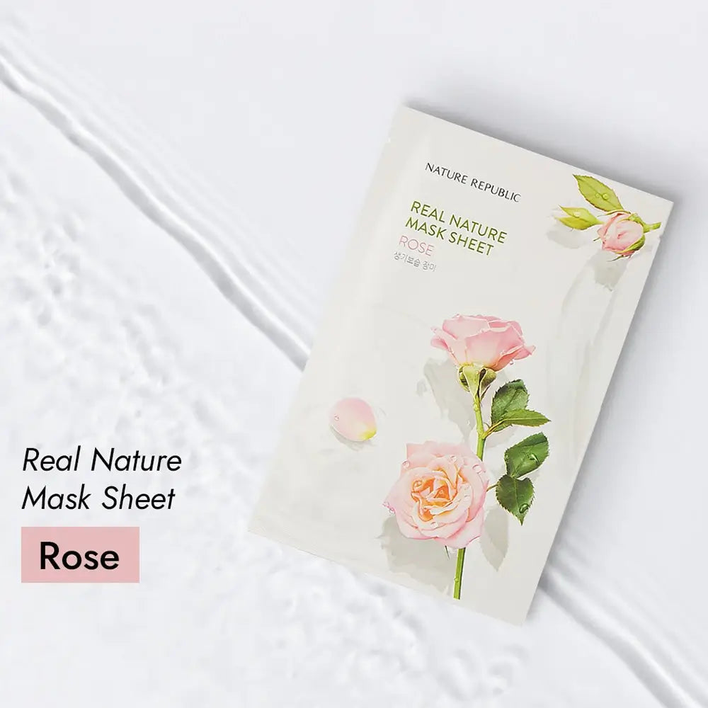 NATURE REPUBLIC Real Nature Rosen-Gesichtsmaske - Intensive Feuchtigkeit und revitalisierende Wirkung, 23 g