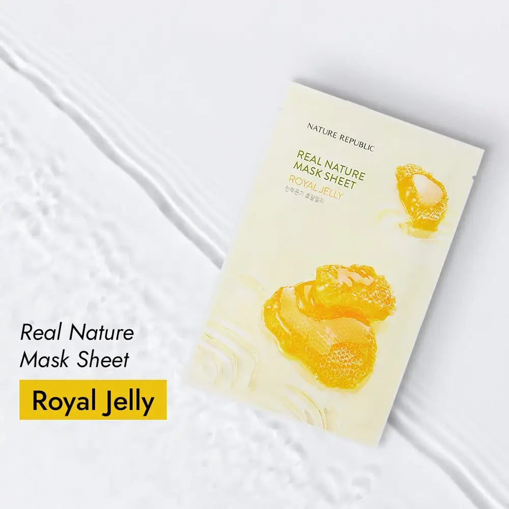 NATURE REPUBLIC Real Nature Royal Jelly Mask Sheet - Intensive Hydration and Skin Revitalization, 23g