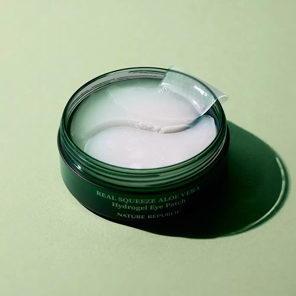 NATURE REPUBLIC Real Squeeze Aloe Vera Hydrogel-Augenpads - Intensive Feuchtigkeit und Anti-Falten, 60 Stk.