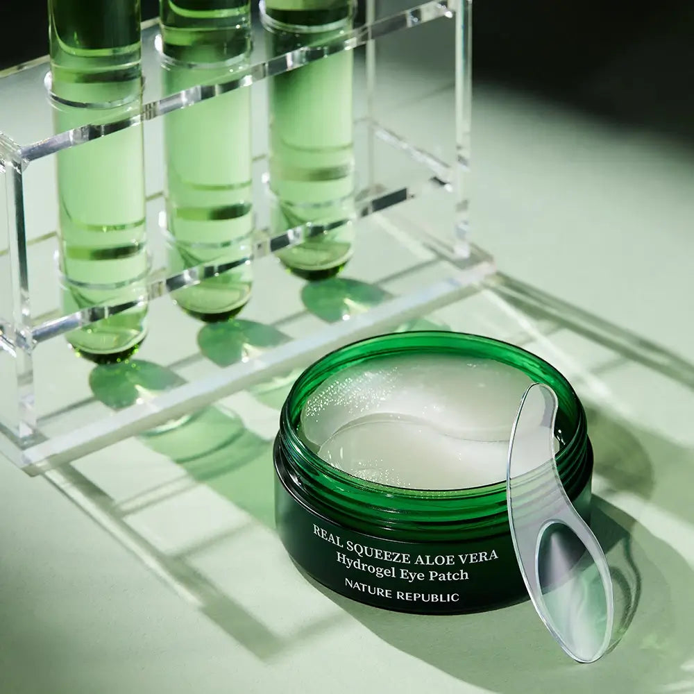 NATURE REPUBLIC Real Squeeze Aloe Vera Hydrogel-Augenpads - Intensive Feuchtigkeit und Anti-Falten, 60 Stk.