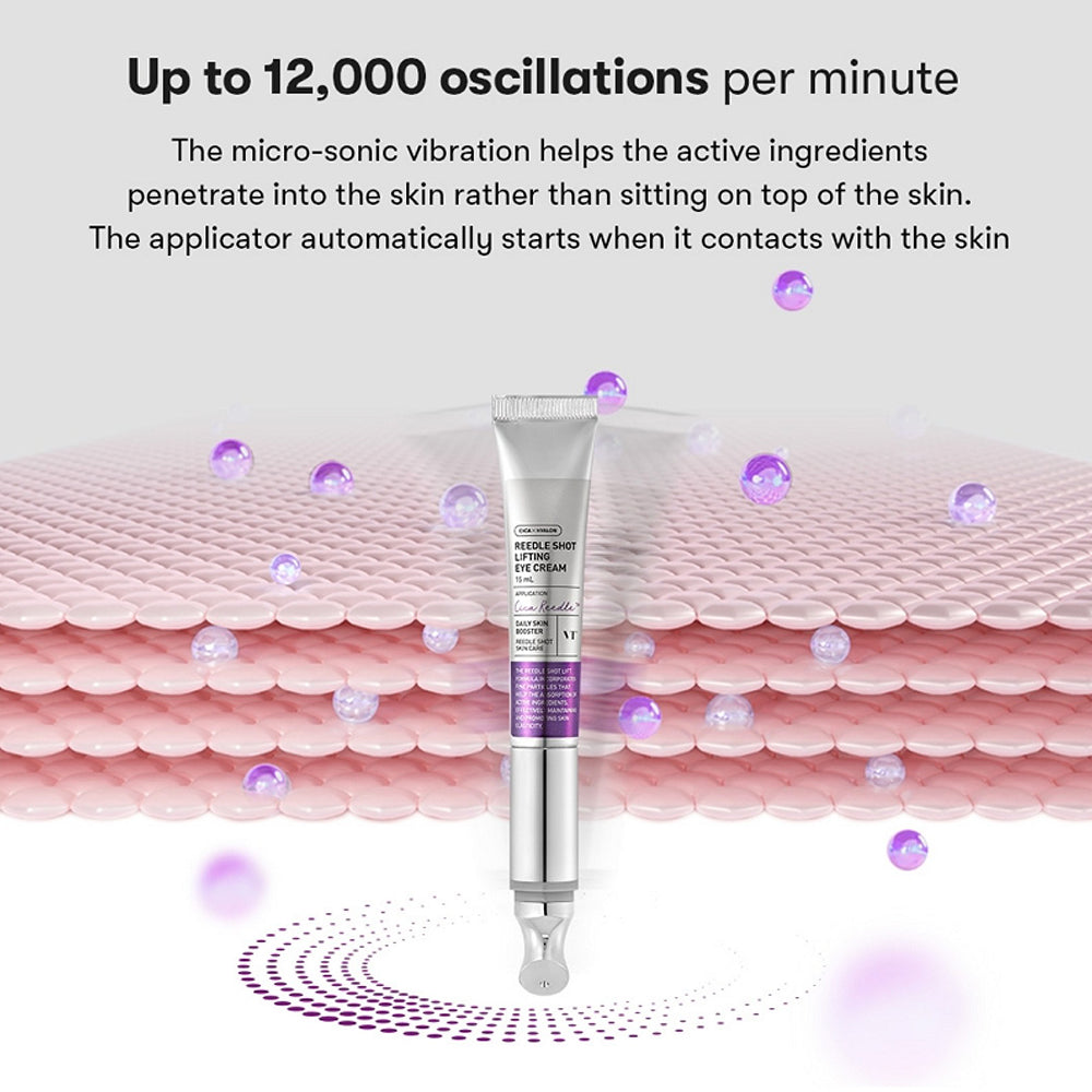VT COSMETICS Reedle Shot Lifting Eye Cream - Lifting-Augencreme mit Hyaluronsäure und Centella Asiatica Extrakt für Feuchtigkeit und Komfort der Augenpartie - 15 ml
