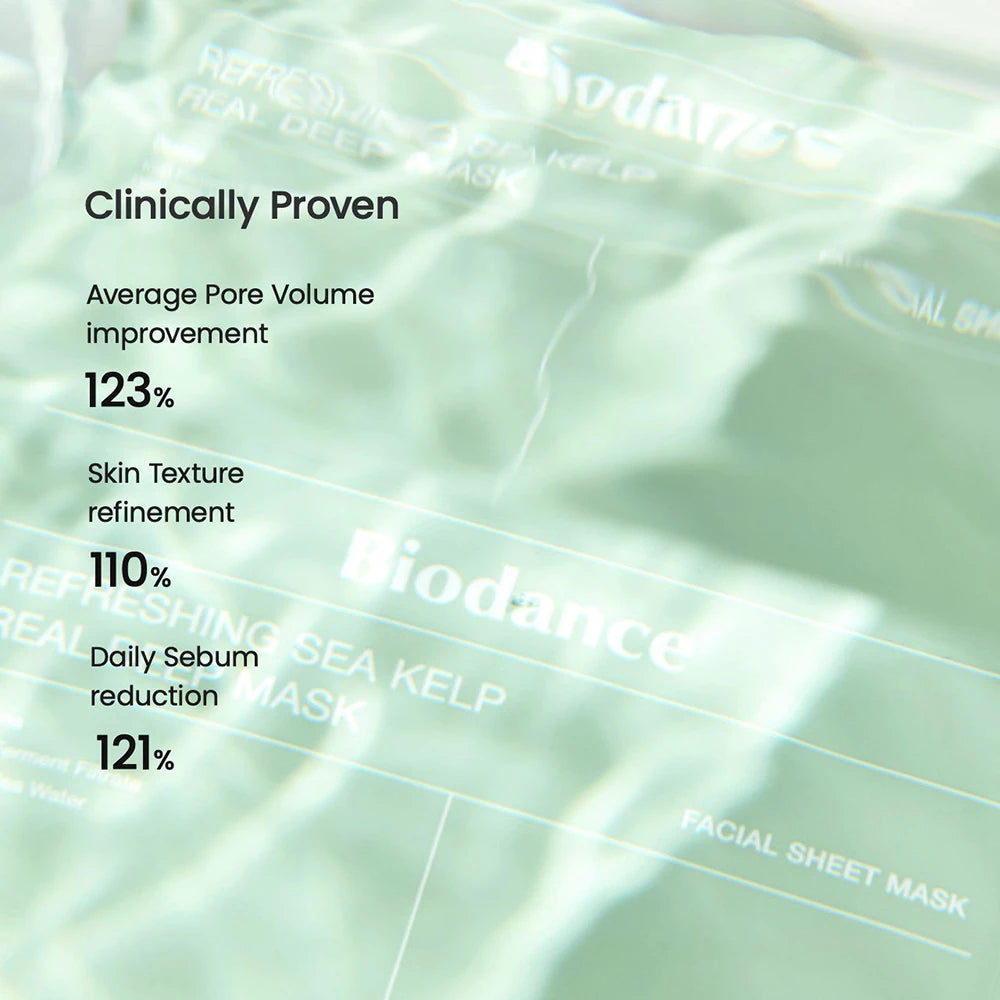 BIODANCE Erfrischende Meeresalgen Echt Tiefenmaske - Beruhigung & Feuchtigkeitsspendend & Talgkontrolle, 34g