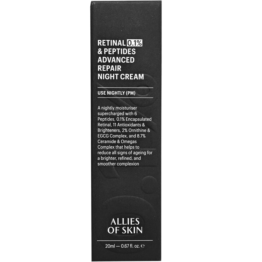 ALLIES OF SKIN Retinal 0,1% und Peptide Fortschrittliche Reparatur-Nachtcreme, 20 ml