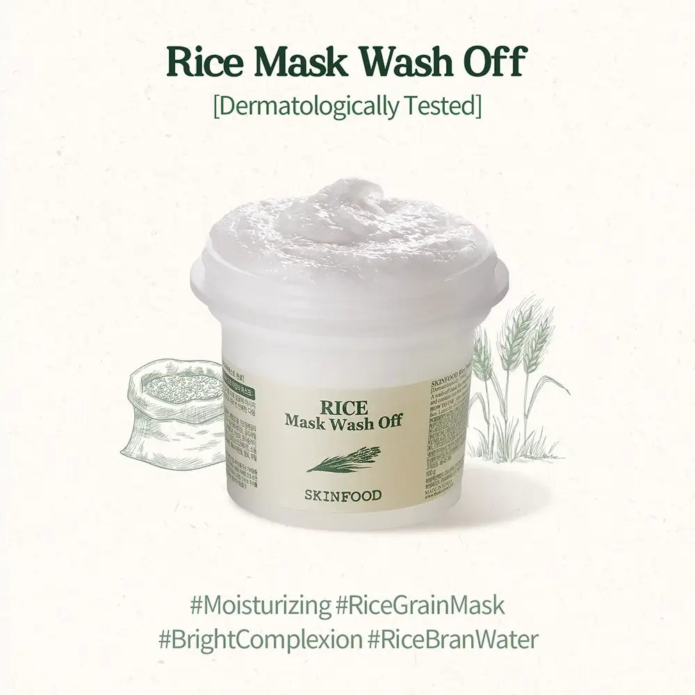 SKINFOOD Reismaske Radiant Glow - Sanfte Peeling und intensive Feuchtigkeit, 100 ml