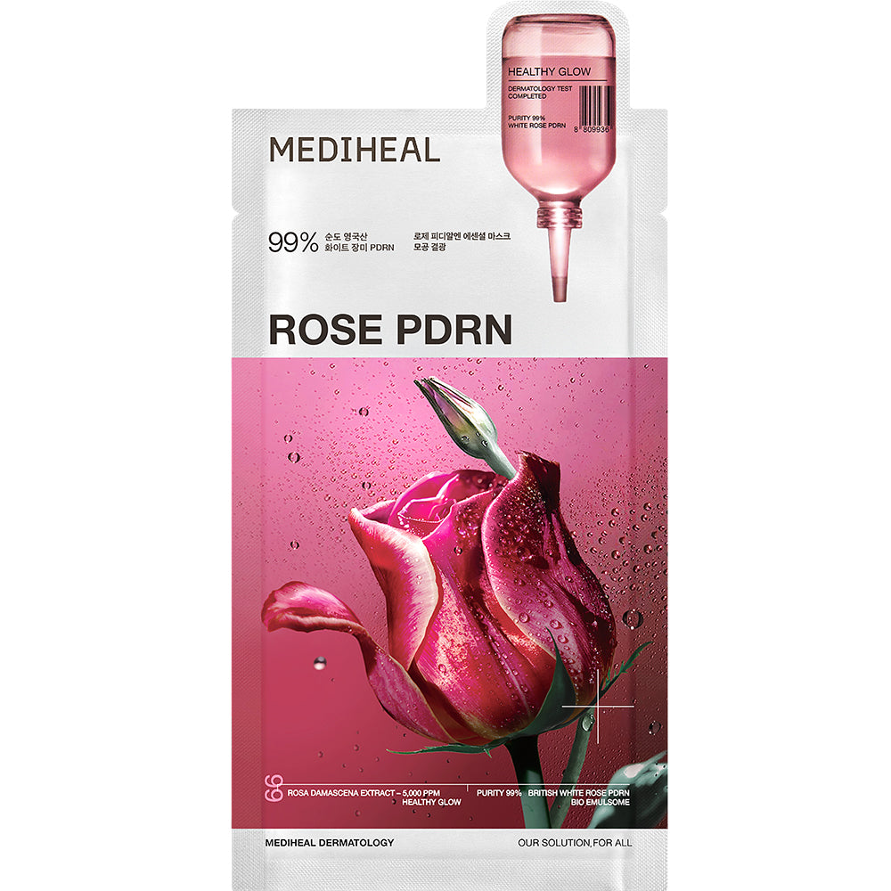 MEDIHEAL Rose PDRN Essential Sheet Mask Healthy Glow - masca de fata tip servetel - 24 ml