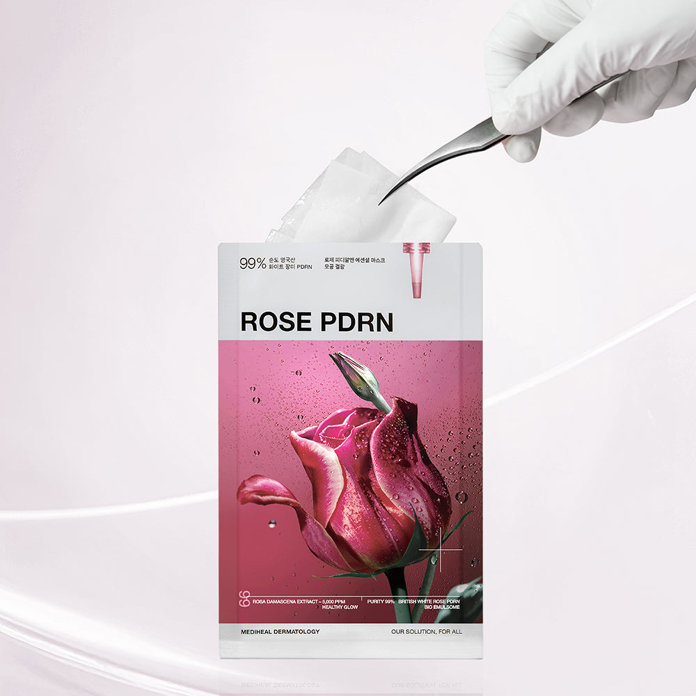 MEDIHEAL Rose PDRN Essential Sheet Mask Healthy Glow - masca de fata tip servetel - 24 ml