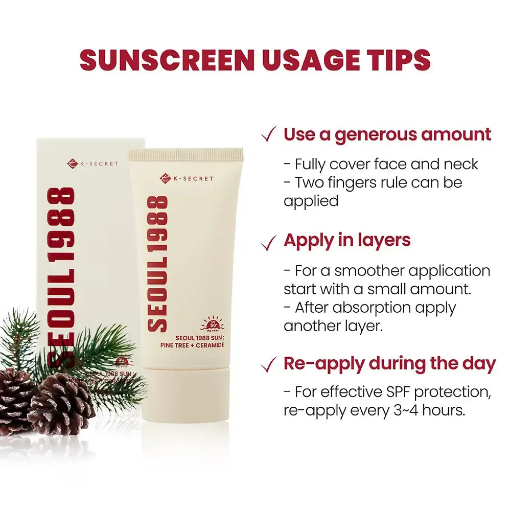 KSECRET Seoul 1988 Sonnencreme Kiefer + Ceramid - Feuchtigkeitsspendende Gesichtscreme mit Kieferknospenextrakt und Ceramid NP zur Beruhigung der Haut und Aufrechterhaltung der natürlichen Hautbarriere - 50 ml