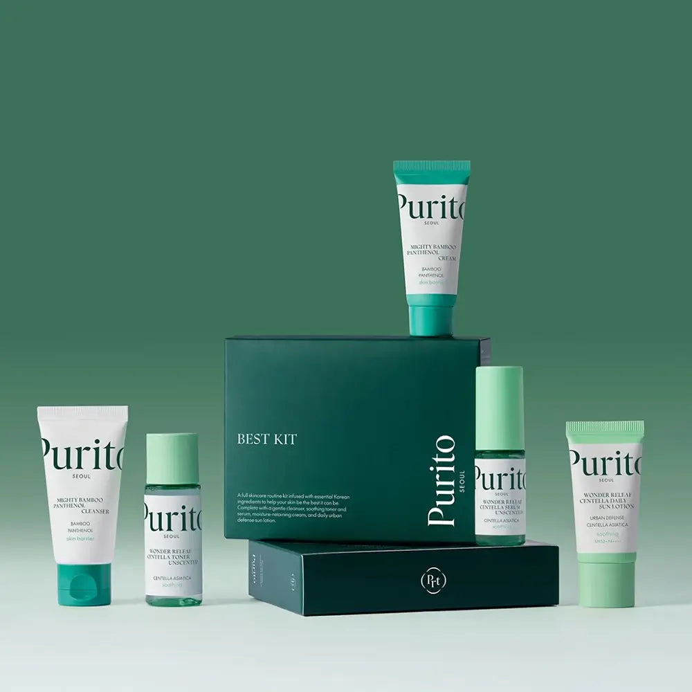 PURITO Seoul Best Kit - Mini-Größen-Set mit Panthenol und Centella Asiatica zur Beruhigung der Haut und Reparatur der Schutzbarriere
