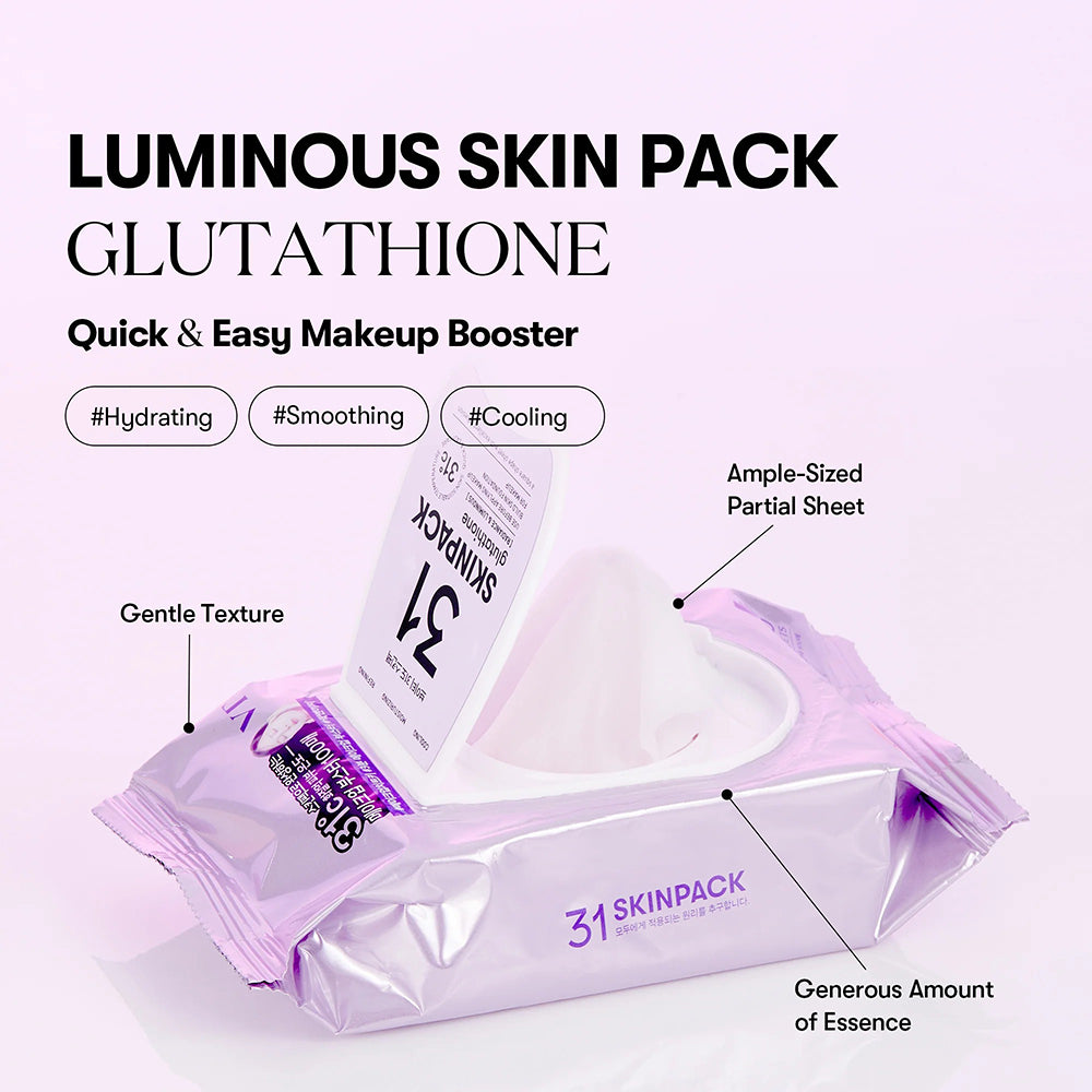 VT COSMETICS Skin Pack Sheet Mask Glutathione - Aufhellung und Feuchtigkeit, 100 Stück