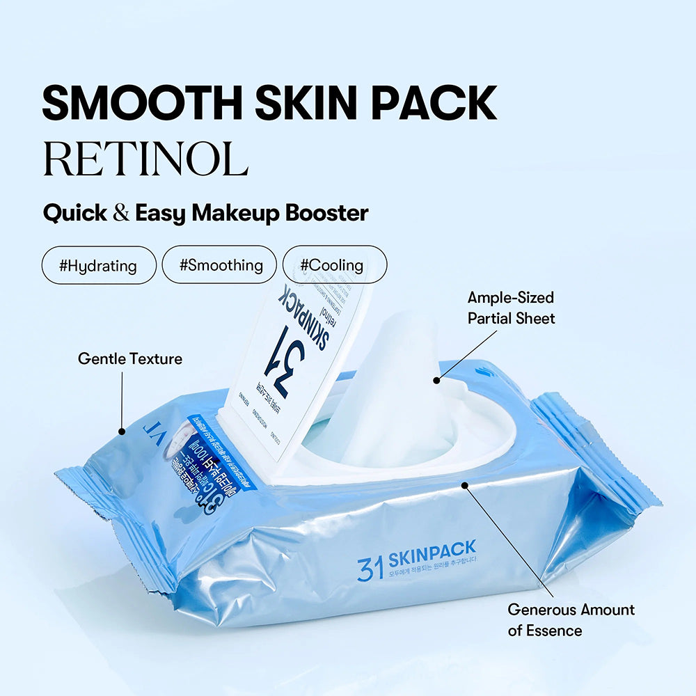 VT COSMETICS Skin Pack Sheet Mask Retinol - Gesichtsmaske mit Retinol und Hyaluronsäure für Feuchtigkeit und Hautkomfort - 100 Stück