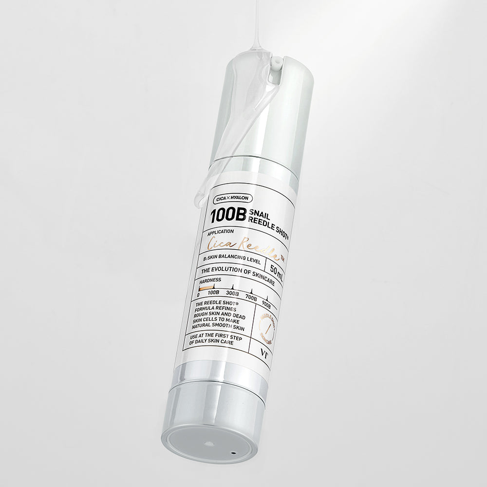VT COSMETICS Snail Reedle Shot 100B - Gesichtsserum mit Schneckensekret-Filtrat und Centella Asiatica Extrakt zur Hauterneuerung und Texturverbesserung - 50 ml
