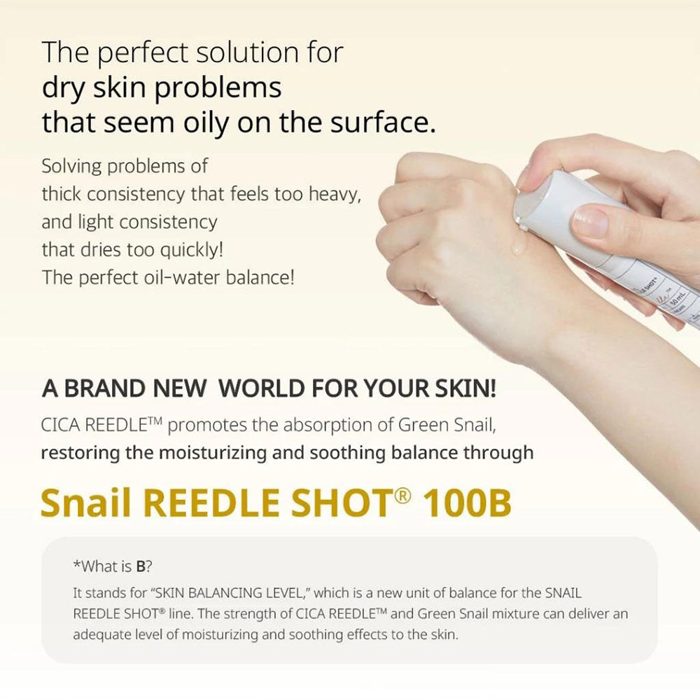 VT COSMETICS Snail Reedle Shot 100B - Gesichtsserum mit Schneckensekret-Filtrat und Centella Asiatica Extrakt zur Hauterneuerung und Texturverbesserung - 50 ml