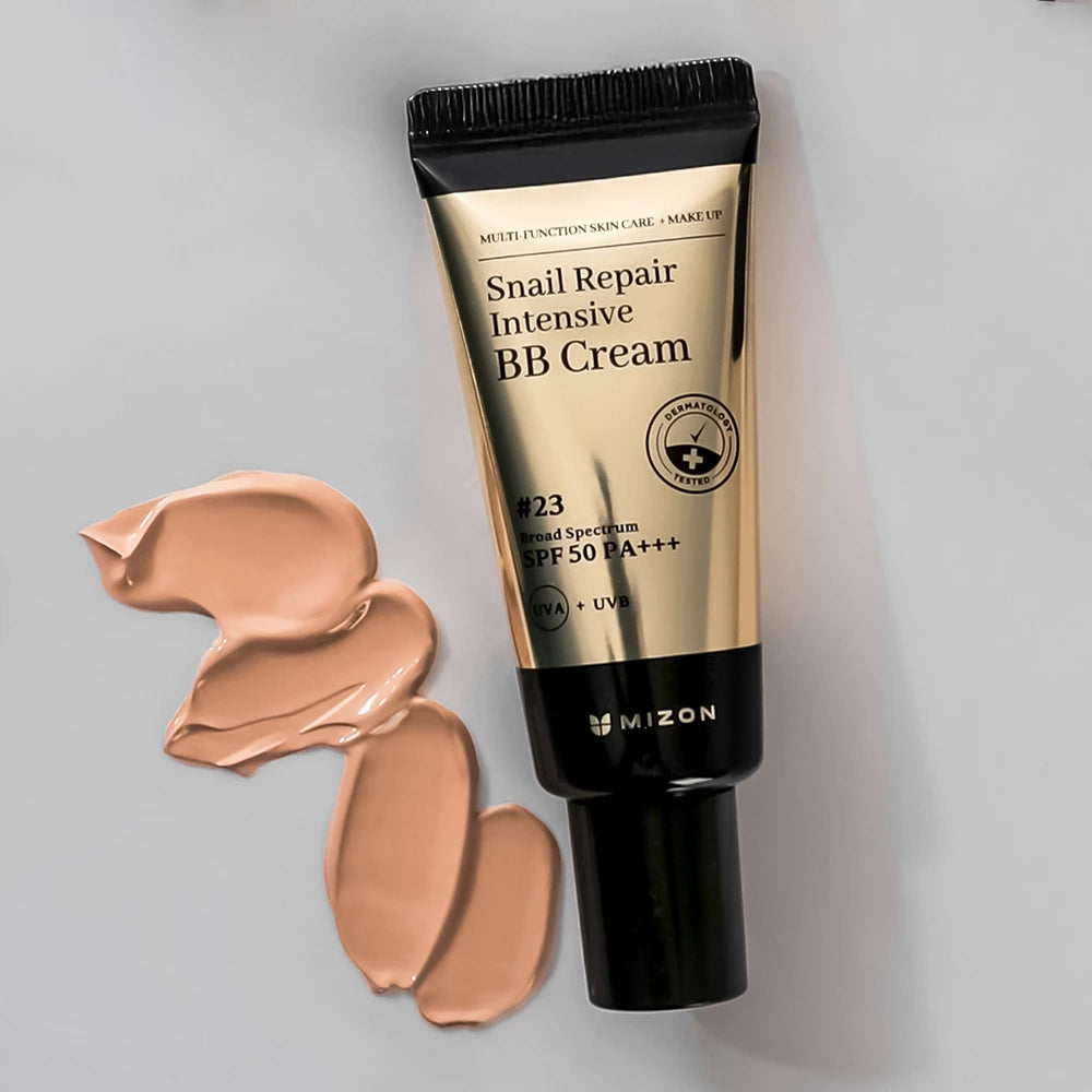 MIZON Snail Repair Intensive BB Cream LSF 50 PA+++ - getönte Gesichtscreme mit Niacinamid und Breitband-UV-Filtern, die zur Vereinheitlichung des Hauttons und zum Schutz vor UVA- und UVB-Strahlen beitragen - 20 ml - 23