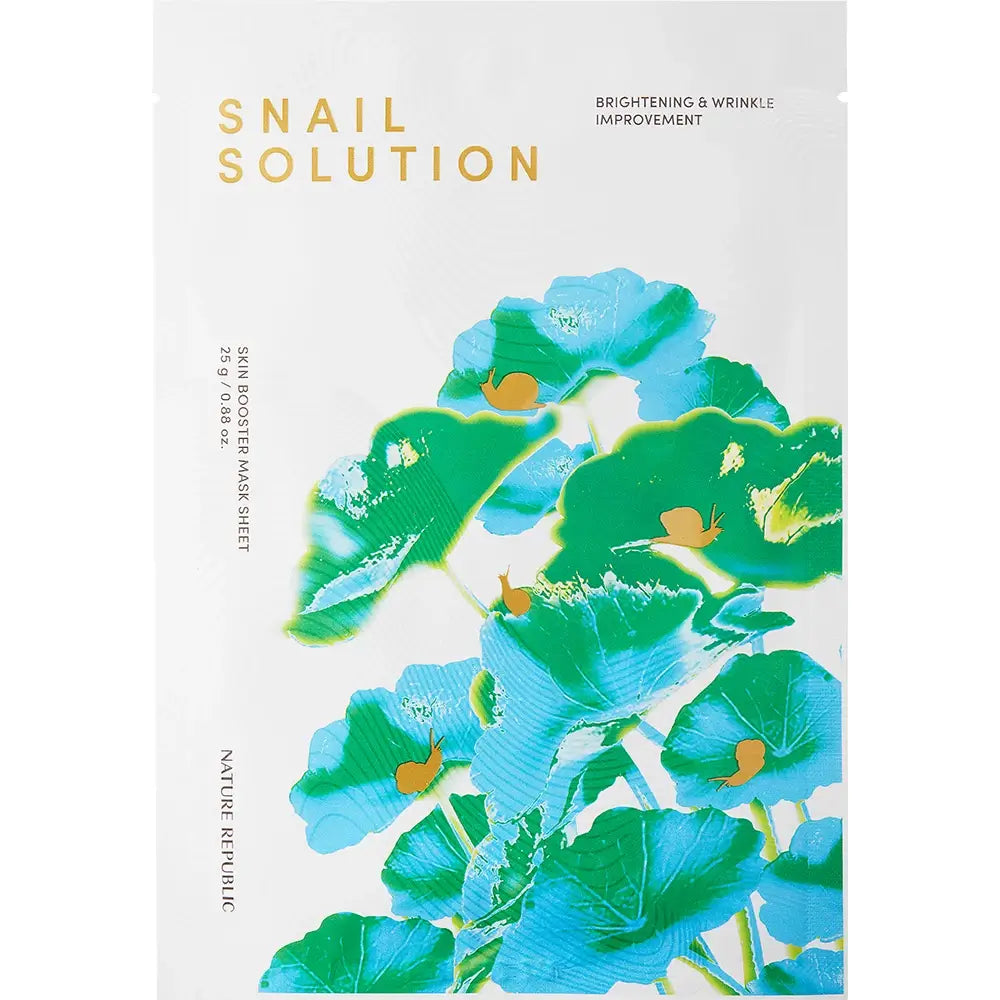 NATURE REPUBLIC Snail Solution Skin Booster Maskenblatt - Gesichtsmaske formuliert mit Schneckensekret-Filtrat und Alginsäure, die zur Hautfeuchtigkeit und Feuchtigkeitsspeicherung beiträgt - 25 g