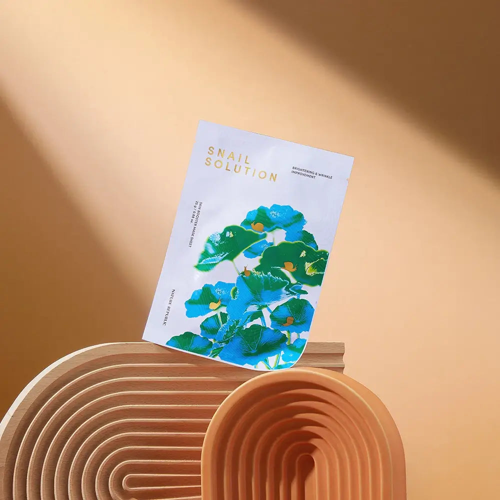 NATURE REPUBLIC Snail Solution Skin Booster Maskenblatt - Gesichtsmaske formuliert mit Schneckensekret-Filtrat und Alginsäure, die zur Hautfeuchtigkeit und Feuchtigkeitsspeicherung beiträgt - 25 g