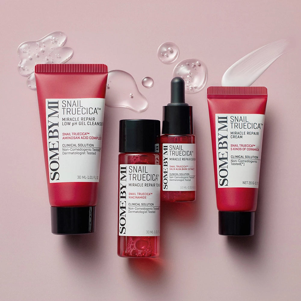 SOME BY MI Snail Truecica Miracle Repair Starter Kit - Set mit schwarzem Schneckenfiltrat und Niacinamid zur Pflege empfindlicher, geschädigter oder zu Unreinheiten neigender Haut und zur Aufrechterhaltung der Hautbarriere