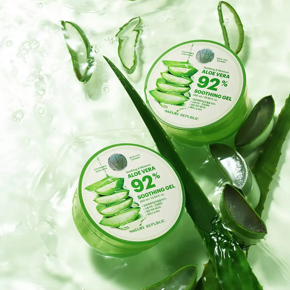 NATURE REPUBLIC Aloe Vera 92% Gel Feuchtigkeitsspendend für Gesicht und Körper – Beruhigend, intensive Feuchtigkeit und Schutz für empfindliche Haut, 300 ml
