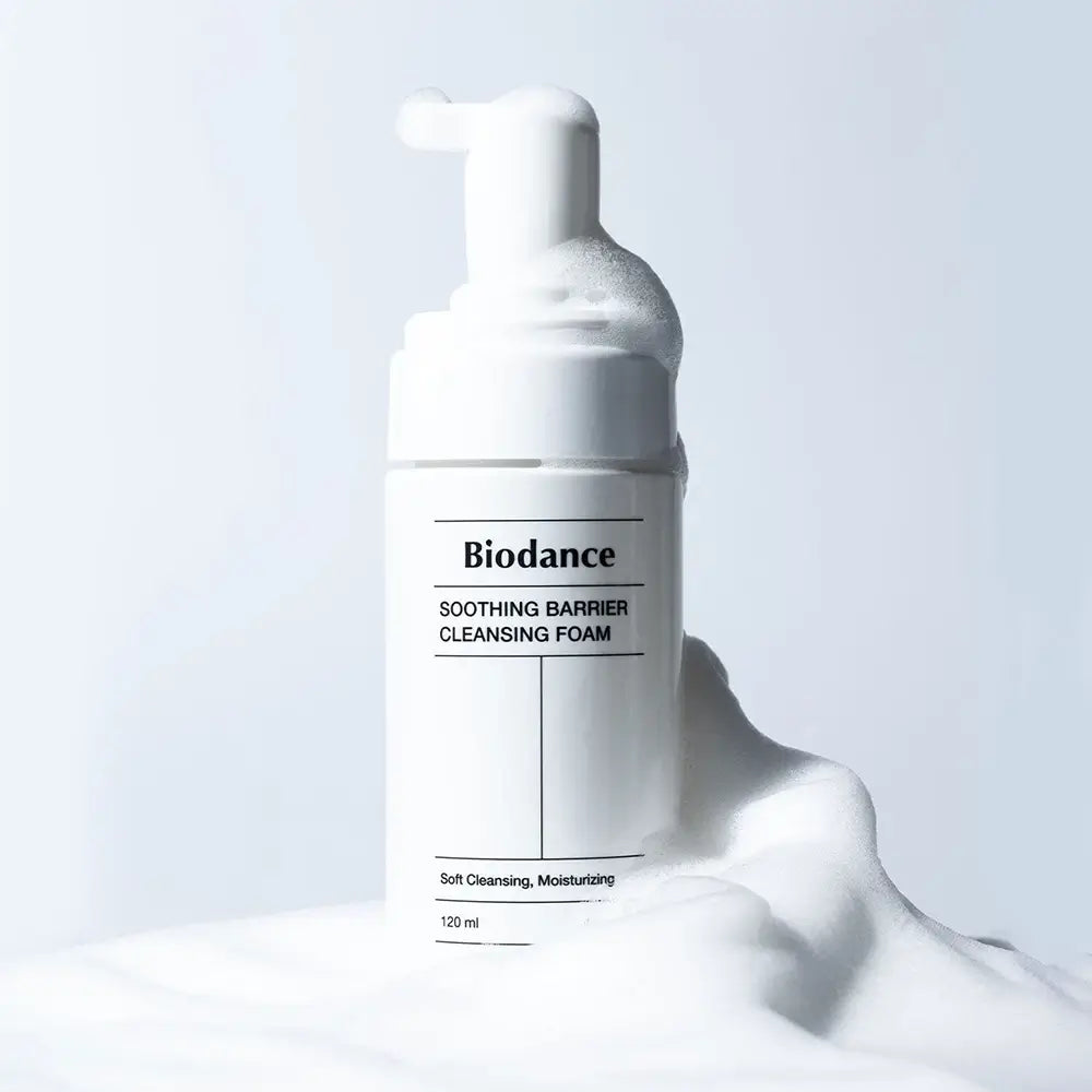 BIODANCE Beruhigender Barriere-Schaumreiniger für das Gesicht 120 ml - Sanfte Reinigung und intensive Feuchtigkeit mit pflanzlichem Mucin, 120 ml