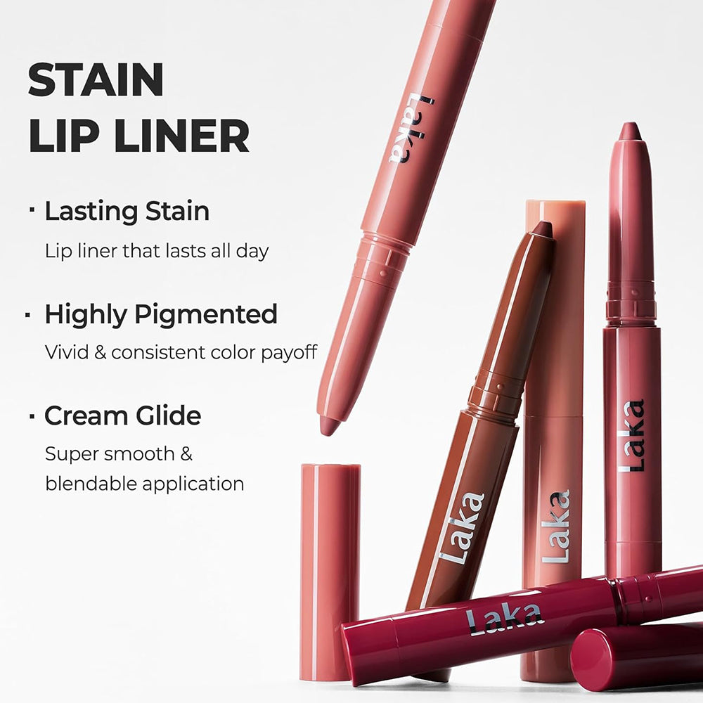 LAKA Stain Lip Liner - creion contur buze pentru conturarea si definirea buzelor, cu textura cremoasa pentru aplicare uniforma si estompare - 01 Bare Memory