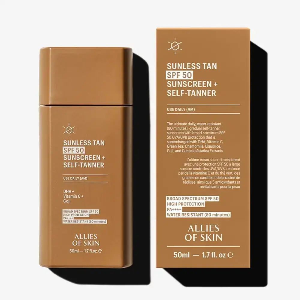 ALLIES OF SKIN Sonnenglow Gesichtscreme SPF50 Natürlich - Gradual Tan & UV-Schutz, Feuchtigkeit & Leuchtkraft, 50 ml