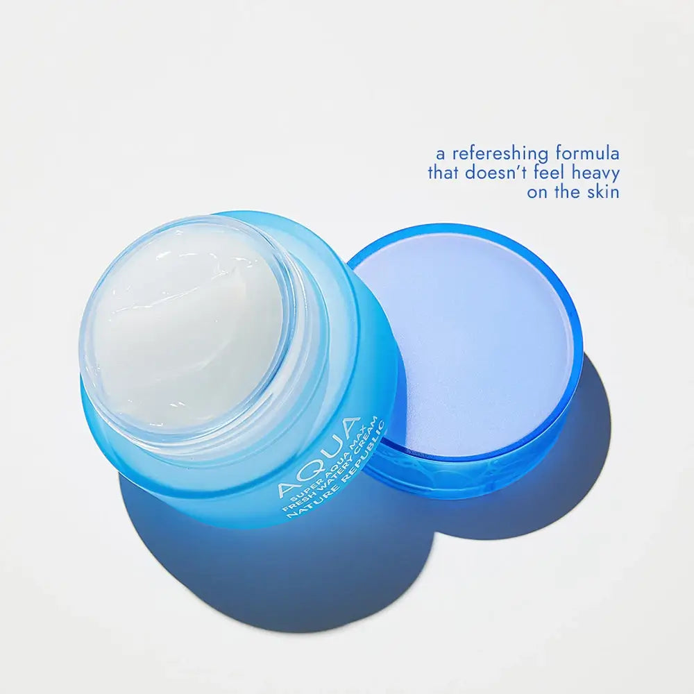 NATURE REPUBLIC Super Aqua Max Fresh Watery - Gesichtscreme formuliert mit reinem Meerwasser aus Neuseeland und revitalisierenden Meeresinhaltsstoffen, die zur Hydratisierung der Haut und zur Aufrechterhaltung des Hautkomforts beitragen - 80 g