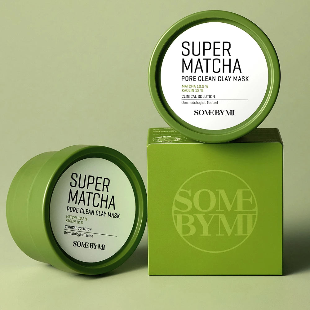 SOME BY MI Super Matcha Pore Clean Clay Mask - Gesichtsmaske mit Matcha-Extrakt und Kaolin-Tonerde zur Porenreinigung für ein gesundes Hautbild - 100 g