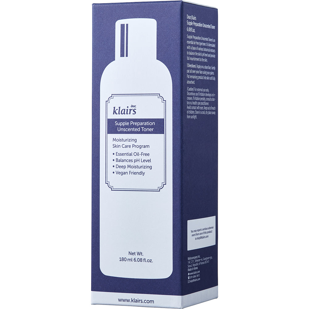 Dear Klairs Supple Preparation Toner parfümfrei - Beruhigender feuchtigkeitsspendender Toner mit Hyaluronsäure und Centella Asiatica, 180 ml