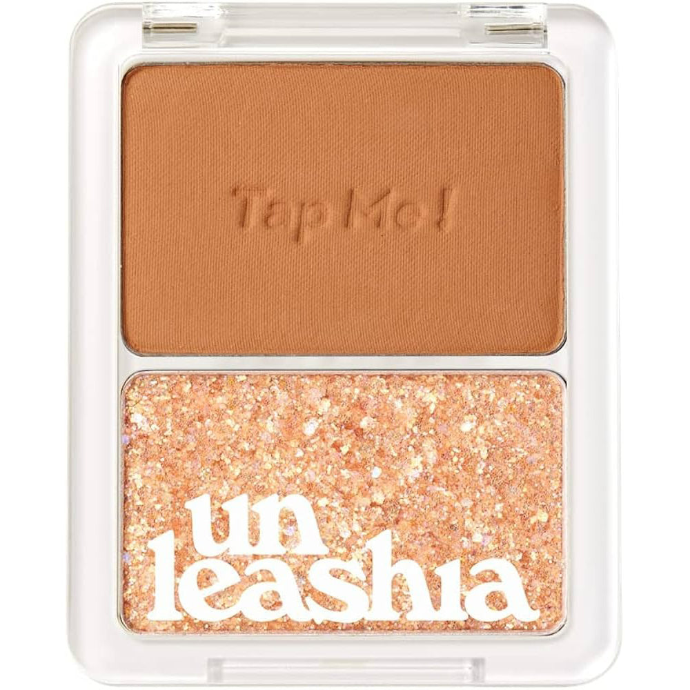 UNLEASHIA Tap Me Palette Duo - Kompakte Lidschatten-Duo-Palette, mit einem matten und einem Glitzer-Farbton, formuliert mit Glimmer und Talkum, die zu einem gleichmäßigen Auftrag beitragen und das Augen-Make-up für Tag und Abend fixieren - 8,4 g - Nr. 2 Groovy