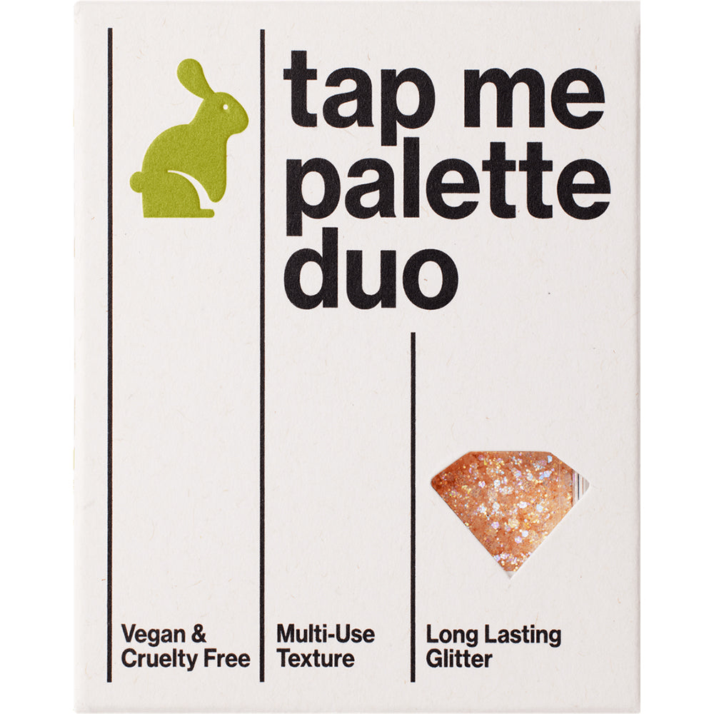 UNLEASHIA Tap Me Palette Duo - Kompakte Lidschatten-Duo-Palette, mit einem matten und einem Glitzer-Farbton, formuliert mit Glimmer und Talkum, die zu einem gleichmäßigen Auftrag beitragen und das Augen-Make-up für Tag und Abend fixieren - 8,4 g - Nr. 2 Groovy