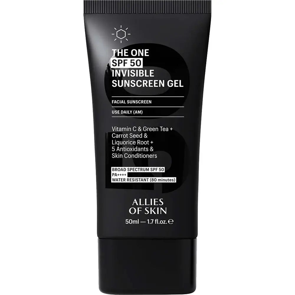 ALLIES OF SKIN Die Eine Gel-Creme LSF 50 Transparent – Hoher UV-Schutz und unsichtbares Finish, Wasserfest und Antioxidativ, 50 ml