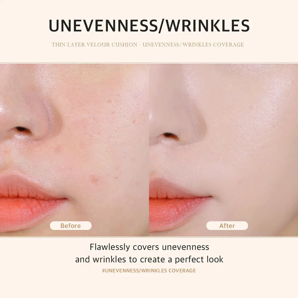 BLACK ROUGE Thin Layer Velour Cushion Fond de Ten Compact VC03 GINGER - Intensive Hydration and UV Protection, 15g