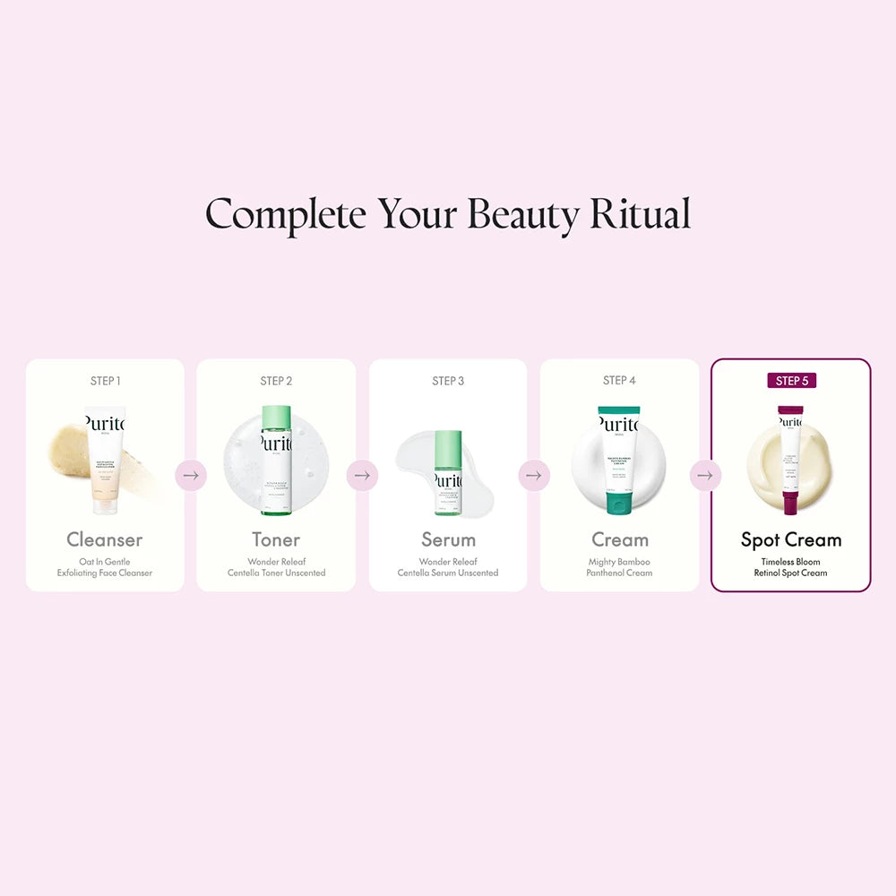 PURITO Timeless Bloom Retinol Spot Cream - Gesichtscreme mit Retinol und Bakuchiol zur Reduzierung von Falten - 30 ml