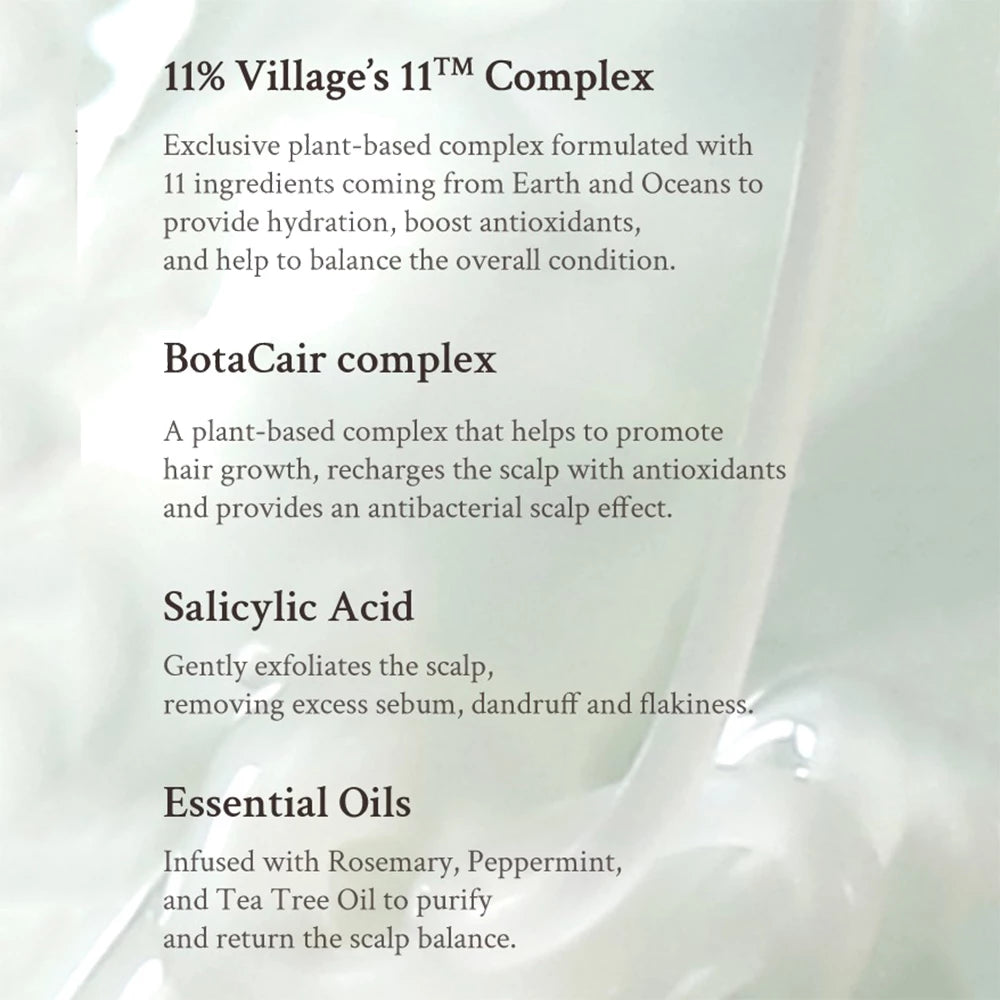 VILLAGE 11 FACTORY Vegan Deep Clean Scalp Shampoo - sampon purifiant formulat cu acid salicilic si ulei esential de menta, care contribuie la curatarea scalpului si la mentinerea prospetimii - 300 gr