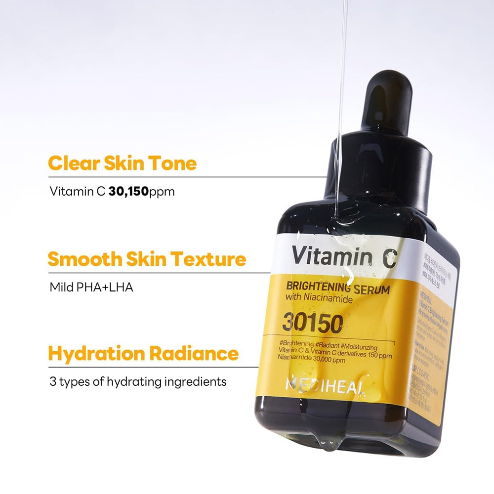 MEDIHEAL Vitamin C Brightening Serum - ser de fata formulat cu vitamina C si niacinamida, care contribuie la iluminarea si uniformizarea tenului si la metinerea aspectului suplu al pielii - 40 ml