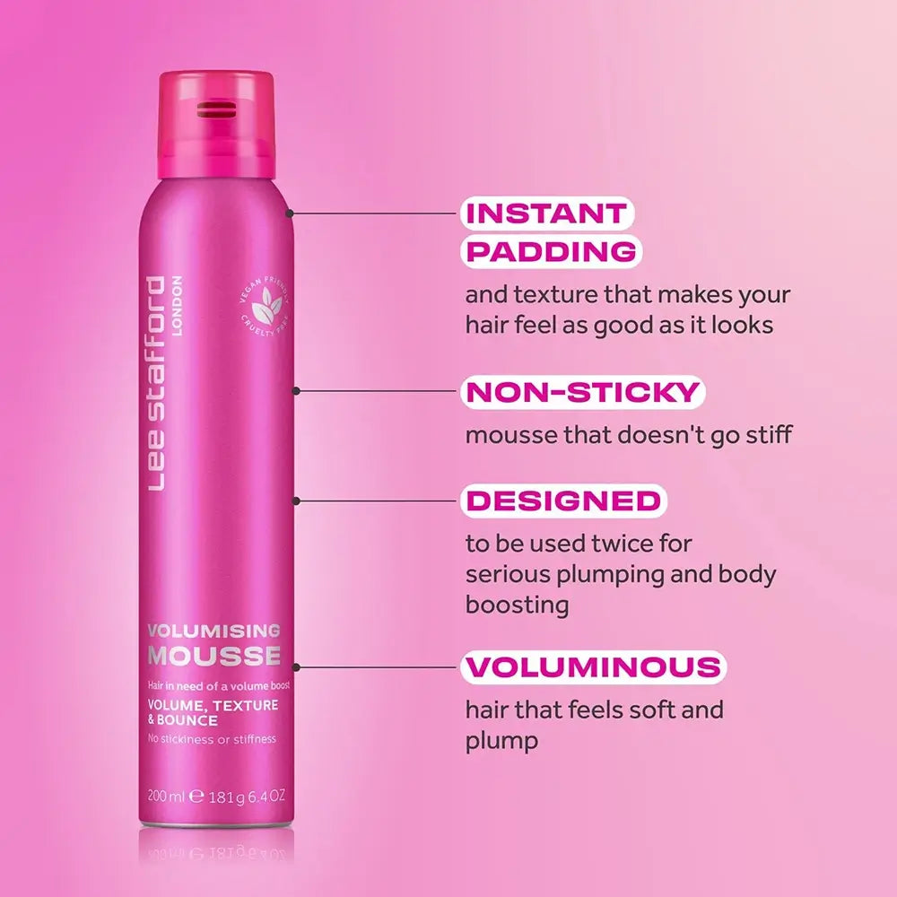 LEE STAFFORD Volumizing Mousse - Schaumfestiger für mehr Volumen und Textur, für alle Haartypen - 200 ml