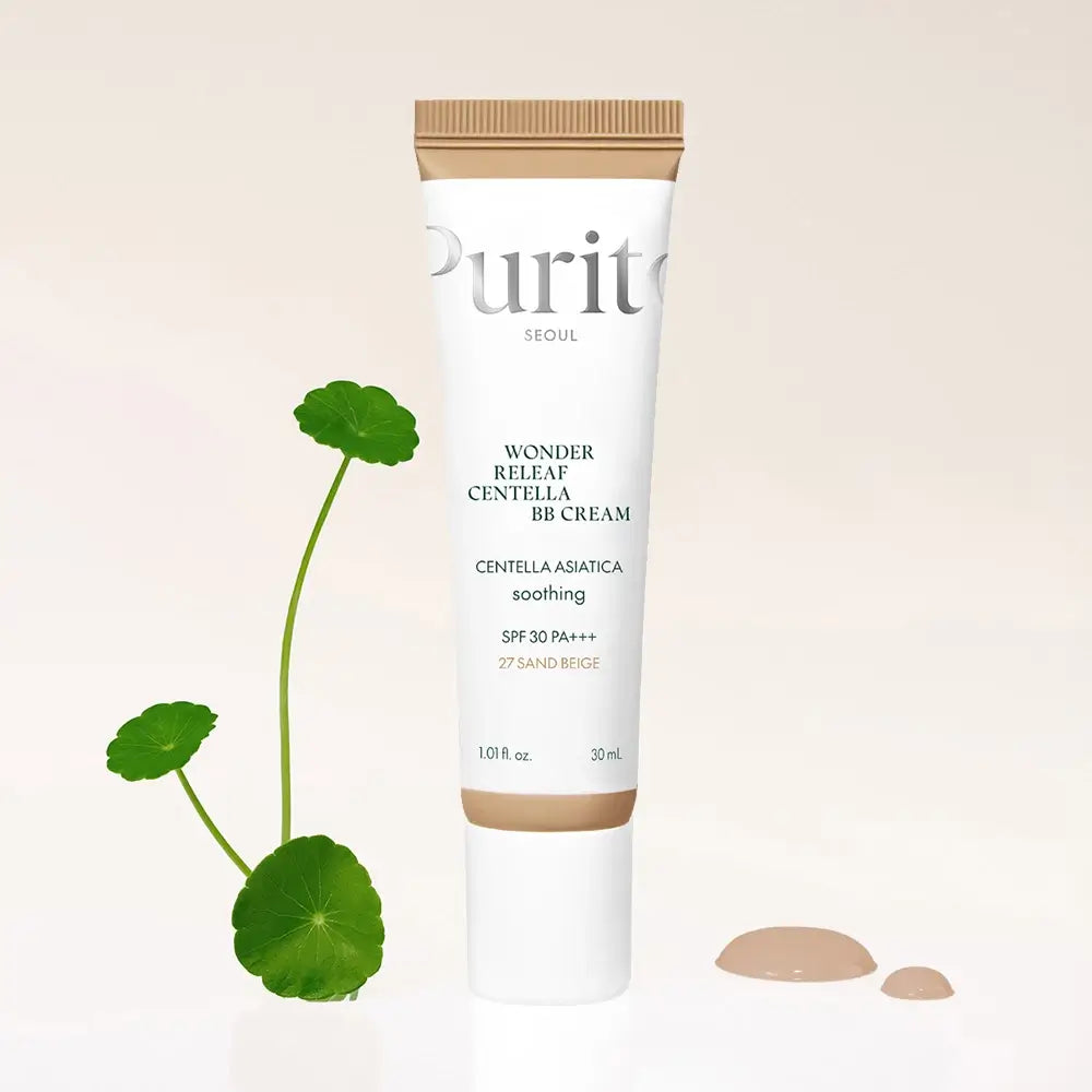 PURITO Wonder Releaf Centella BB Cream - getönte Gesichtscreme mit Centella Asiatica und Niacinamid, die zur Vereinheitlichung des Hauttons und zur Aufrechterhaltung des Hautkomforts während des ganzen Tages beiträgt - 30 ml - 27 Sand Beige