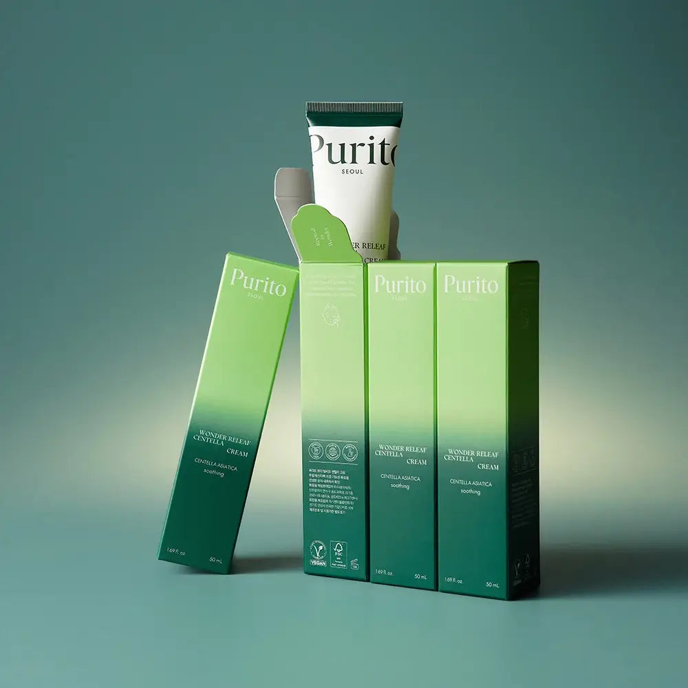 PURITO Wonder Releaf Centella Cream - Gesichtscreme formuliert mit koreanischer Centella Asiatica und Ceramid NP, die hilft, Rötungen und Reizungen zu beruhigen und die Feuchtigkeitsbarriere aufrechtzuerhalten - 50 ml