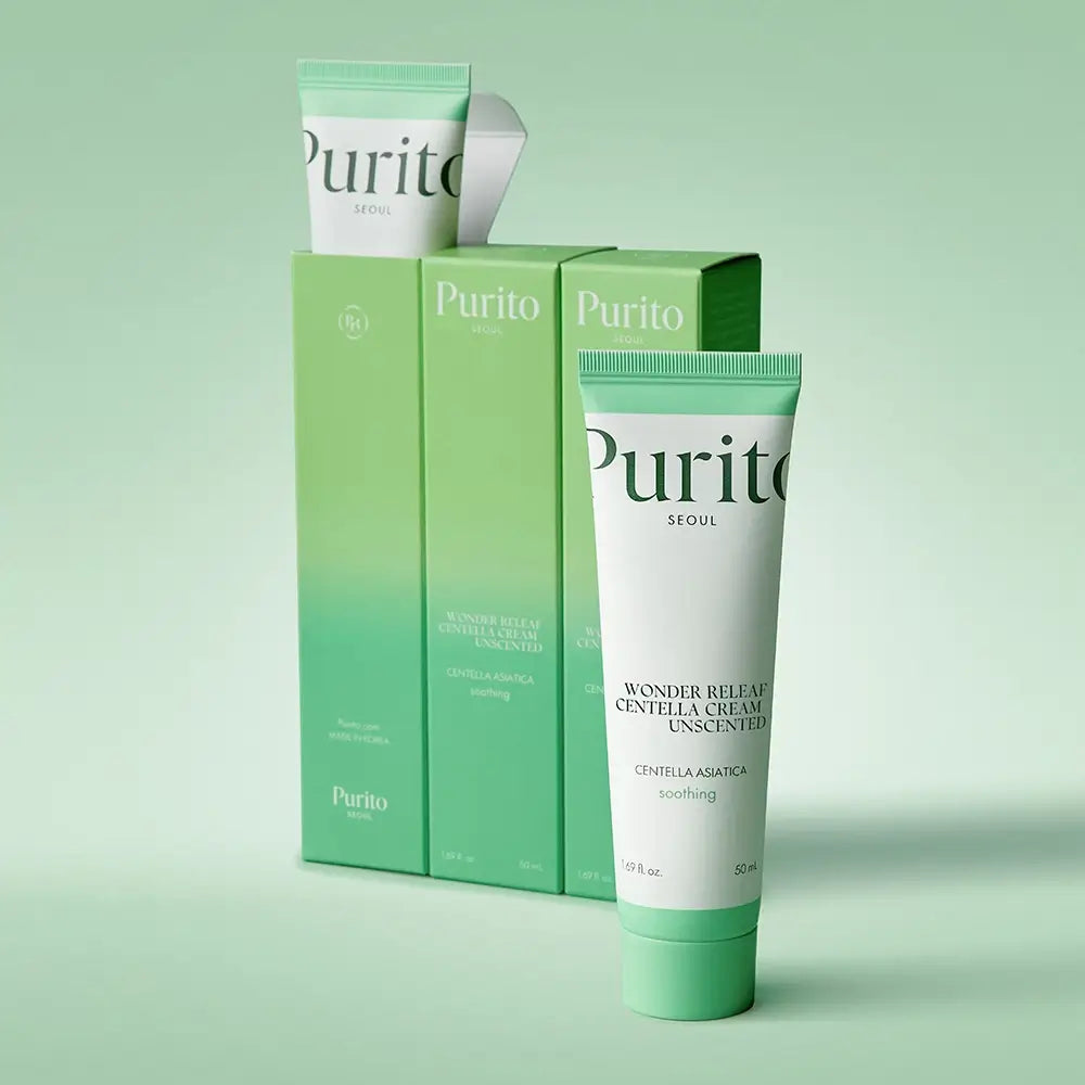 PURITO Wonder Releaf Centella Unscented Cream - Gesichtspflegecreme mit Centella Asiatica und Ceramid NP, die hilft, Reizungen zu beruhigen, die Haut mit Feuchtigkeit zu versorgen und die natürliche Hautbarriere aufrechtzuerhalten - 50 ml