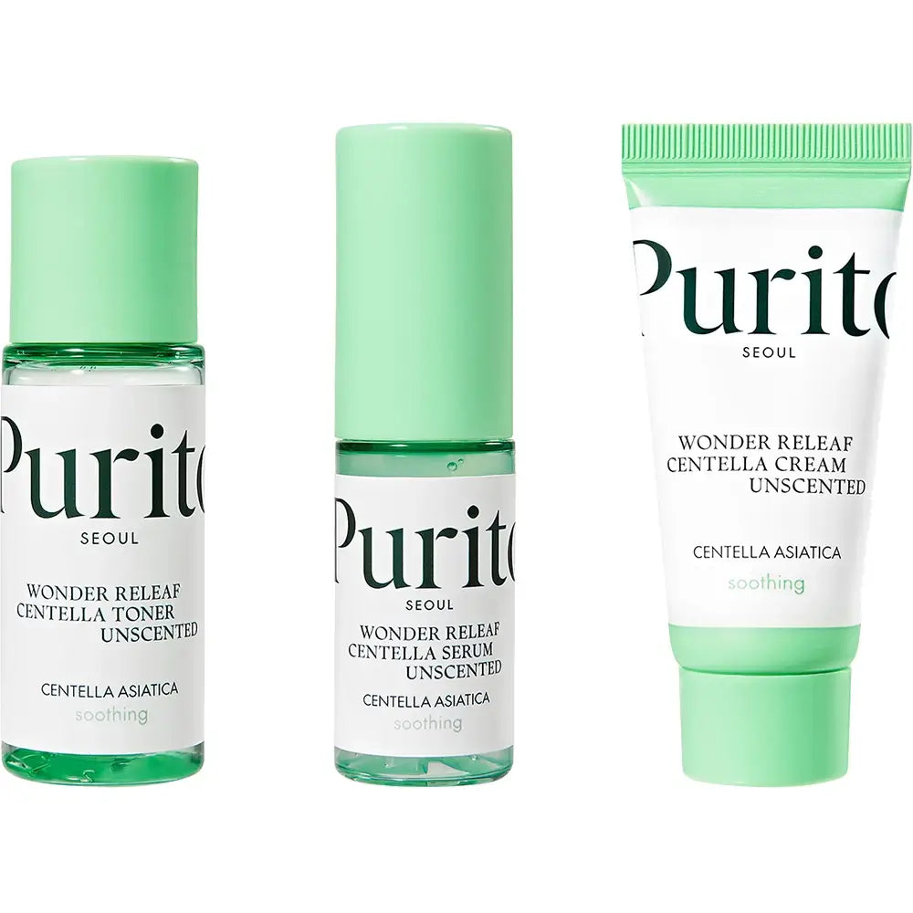 PURITO Wonder Releaf Centella Unscented - Set mit Centella Asiatica Extrakt und Panthenol zur Beruhigung empfindlicher Haut