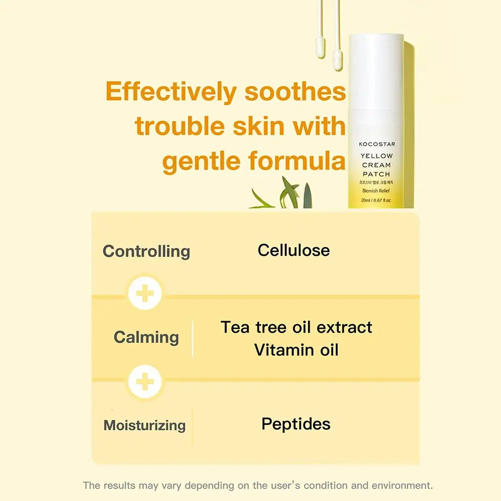 KOCOSTAR Gelbcreme-Patch – Creme formuliert mit Niacinamid und Teebaumblatt-Extrakt, die zur Verbesserung des Hautbildes bei Flecken und Akne beitragen – 20 ml