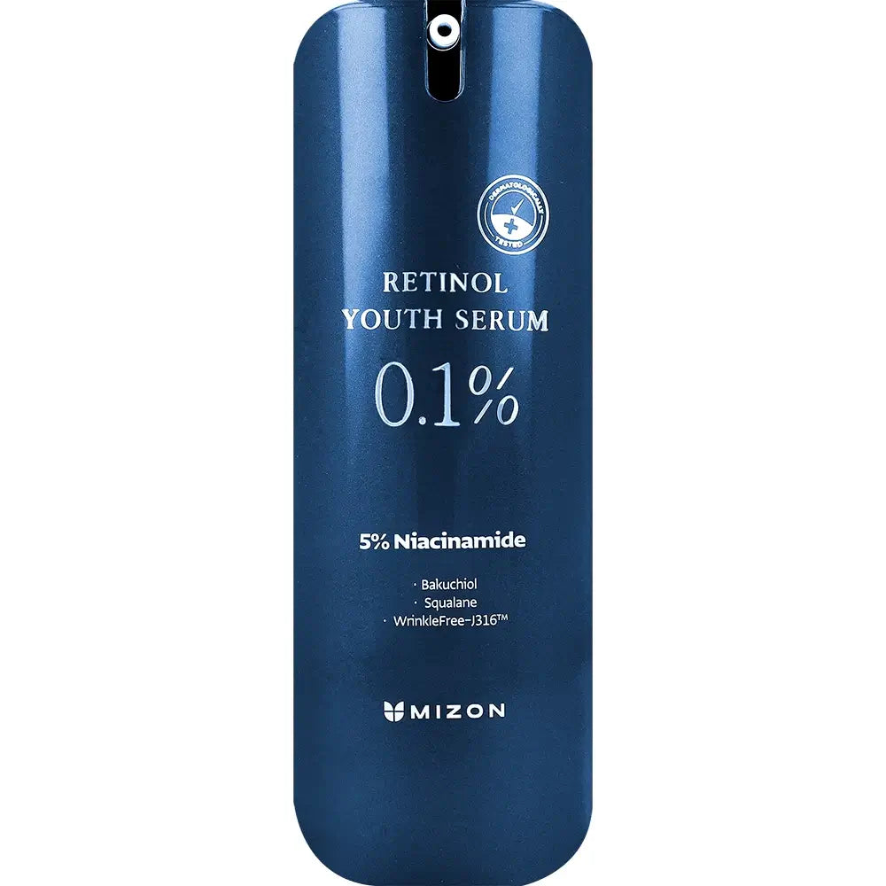MIZON 0,1% Retinol Jugendserum - Gesichtsserum mit Retinol und Niacinamid zur Glättung der Hauttextur und Reduzierung der Porengröße - 28 g