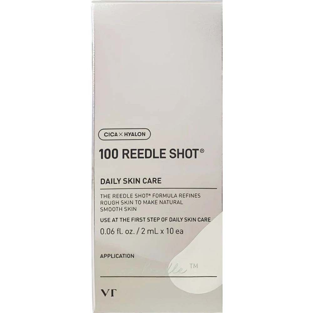 VT COSMETICS 100 Reedle Shot - Gesichtsserum mit Centella Asiatica und Hyaluronsäure, in 10 einzeln verpackten Reisegrößen-Päckchen für einmalige Anwendung zu Hause oder unterwegs - 2ml x 10 Stk.
