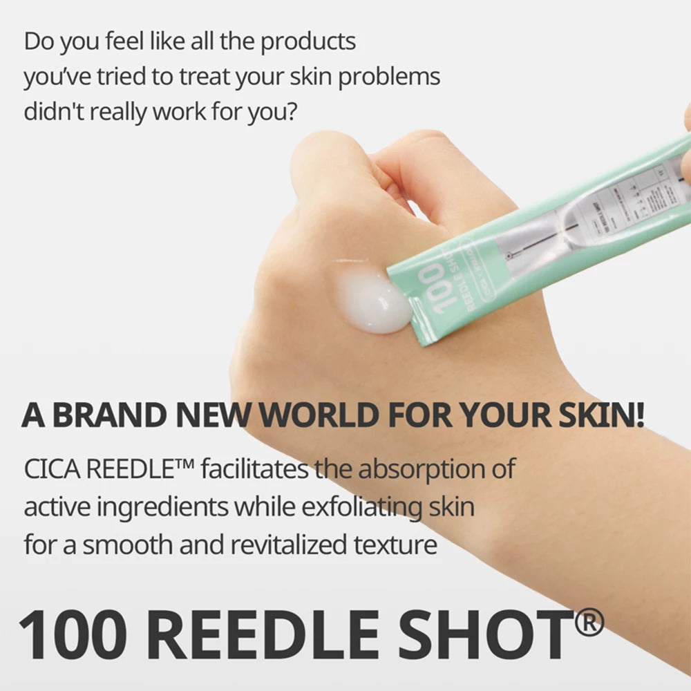 VT COSMETICS 100 Reedle Shot - Gesichtsserum mit Centella Asiatica und Hyaluronsäure, in 10 einzeln verpackten Reisegrößen-Päckchen für einmalige Anwendung zu Hause oder unterwegs - 2ml x 10 Stk.
