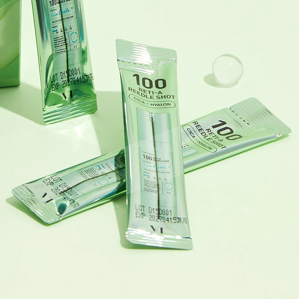 VT COSMETICS 100 Reti-A Reedle Shot Serum für Ausstrahlung und Feuchtigkeit, 2ml x 10 Stück