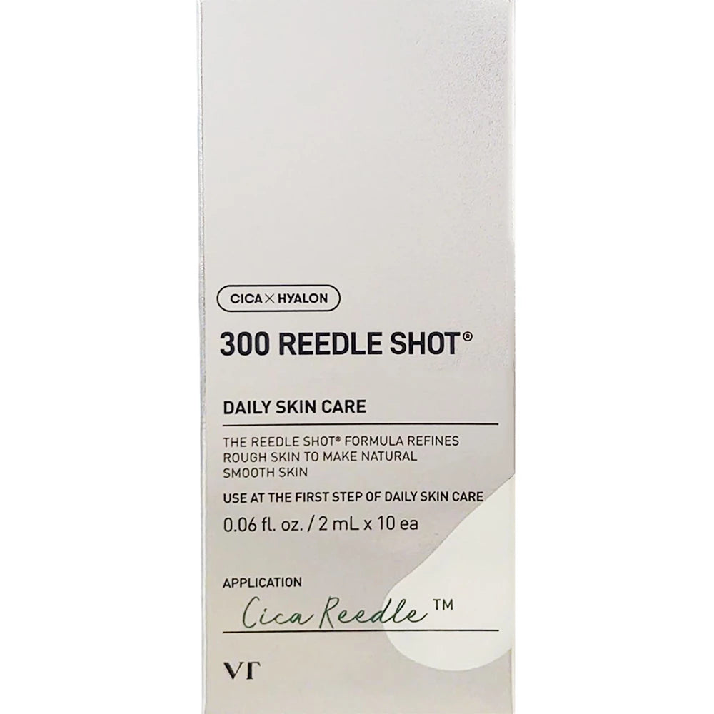 VT COSMETICS 300 Reedle Shot - Gesichtsserum mit Centella Asiatica Extrakt und Hyaluronsäure-Komplex, zur Glättung der Hautoberfläche und Verbesserung des Hautbildes, im praktischen 10er Pack Einzelportionen für Reisen - 2ml x 10 Stk